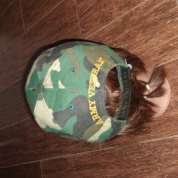 Sam's Cap Green Woodland Camo Army Veteran Adjustable Strapback Hat - Picture 5 of 8